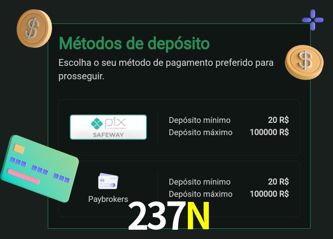 O cassino 237N oferece uma grande variedade de métodos de pagamento